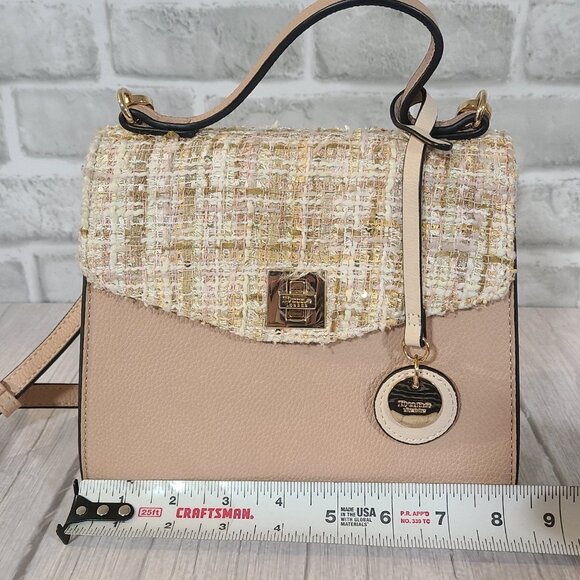 Dune London Blush Pink Tweed Boucle Crossbody Handbag Quiet Luxury - Picture 7 of 10